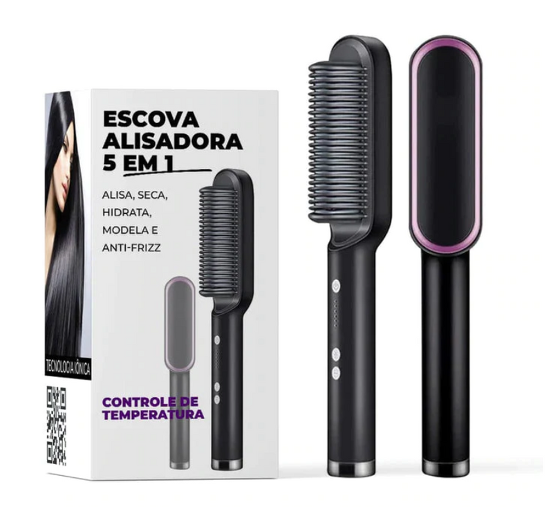 Kit Escova AlisaTech™ Premium Black 5 EM 1 - (PROMOÇÃO LIMITADA ATÉ 23:59)