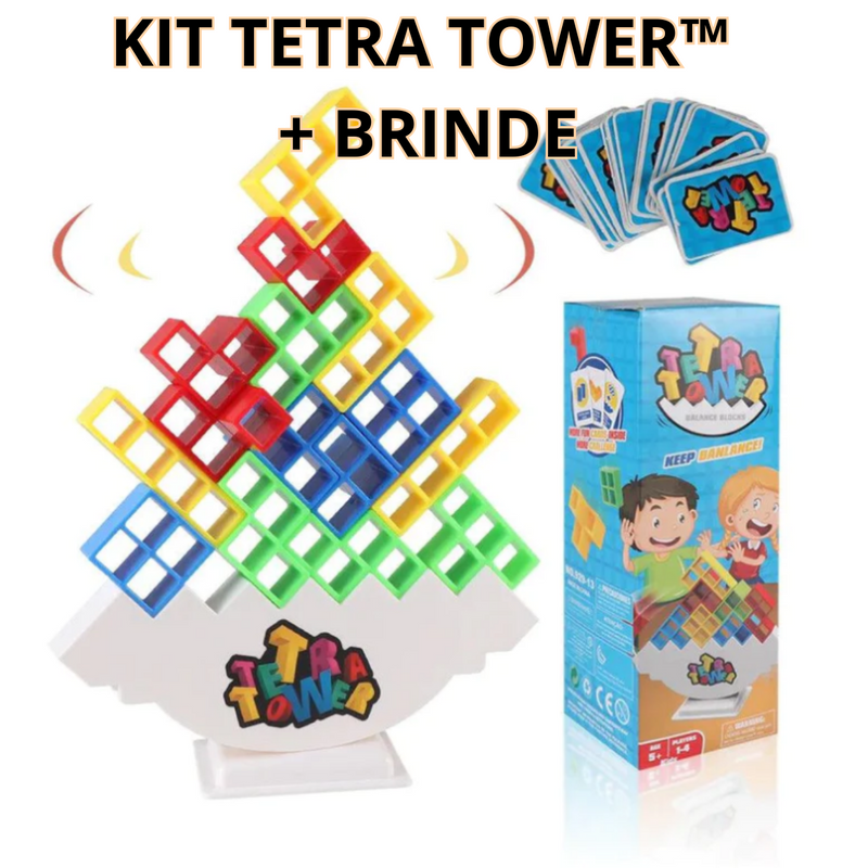 KIT JOGO TETRA TOWER COM 16 BLOCOS + (16 BLOCOS DE BRINDE ATÉ 23:59) - JENGA + TETRIS